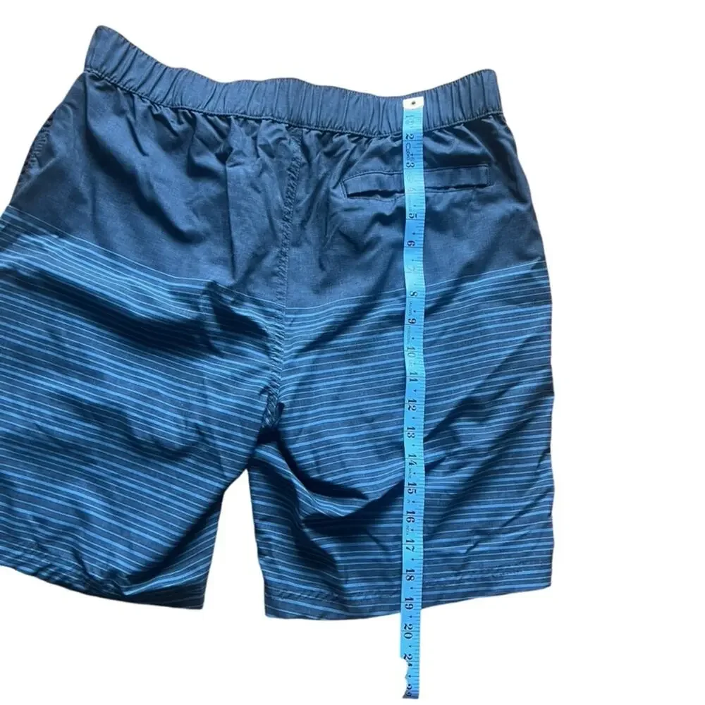 Free Country Blue/Navy Stripe Board Swim Shorts - Medium